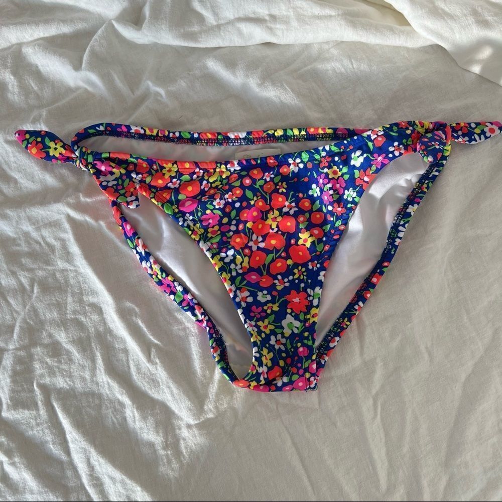 Shoshanna Bright Ditsy Floral Faux Tie Side Bikini Bottoms Size Medium
